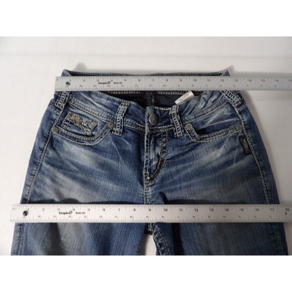 Suki Mid Slim Boot Jeans 26x31 Dark Wash Jewels Bling Pockets Y2K Rockabilly Vtg - Picture 6 of 16